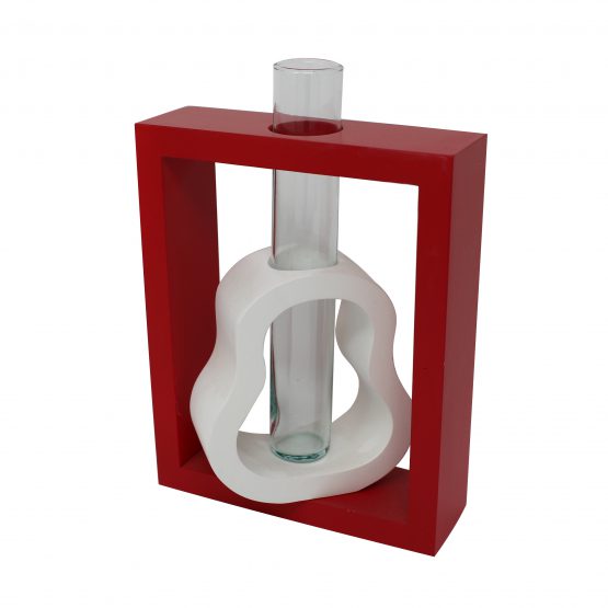 Vase 2 in 1 Kombi inkl. Glaseinsatz rot/weiß