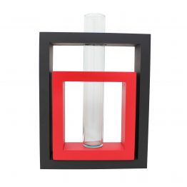 Vase 2 in 1 Rechteck inkl. Glaseinsatz schwarz/rot